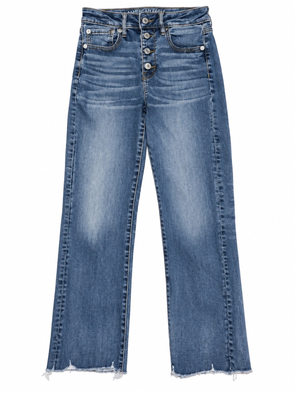 American Eagle Outfitters High-Rise Straight Leg Jeans in Medium Blue Wash